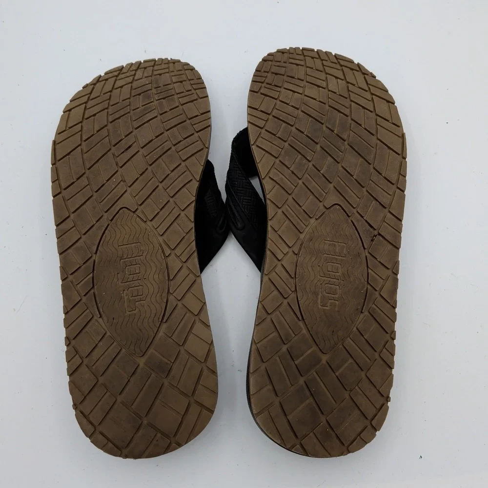 Flojos Mens Black Thong Flip Flop Sandals Size 12 Cushioned Beach Summer Shoes
